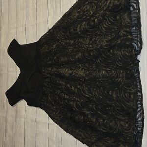 Adrianna Papell Sleeveles Ruched Top Dress w/ Rosettes Black and Gold Size 16